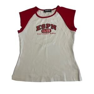 ESPN Sports Club Walt Disney World Red Sparkle Design Baby T-Shirt Sz M 90's